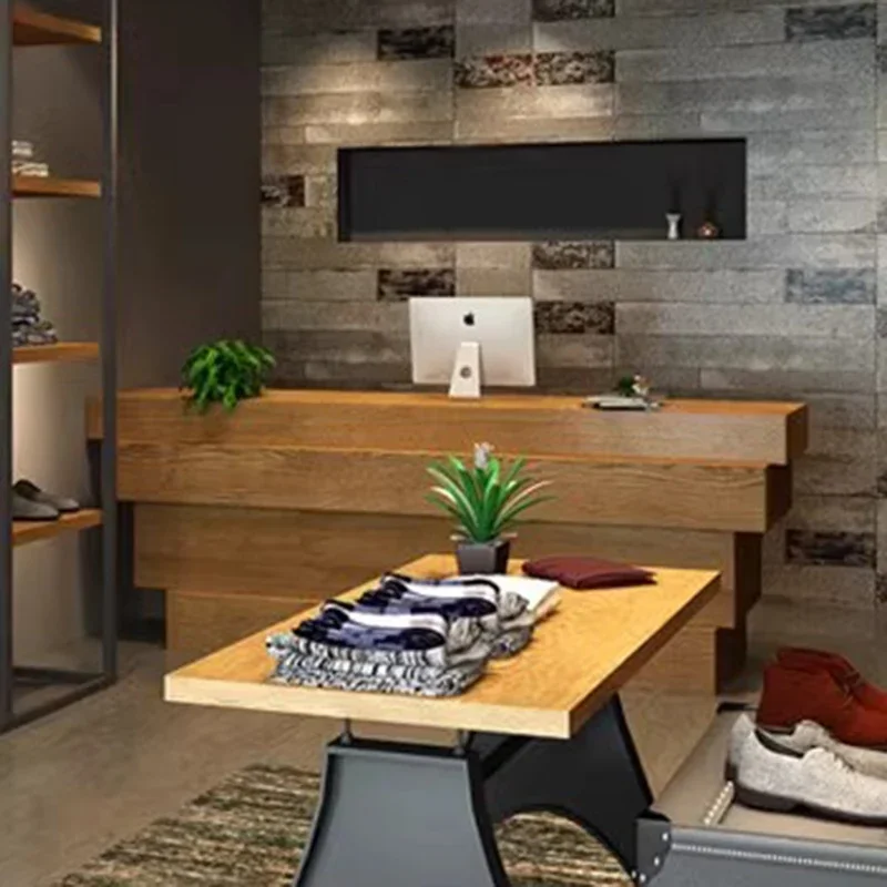 Salon Counter Reception Desk Wood Podium SalonLuxury Modern Simple Hotel Reception Desk Conference Mostrador Cajero Furniture