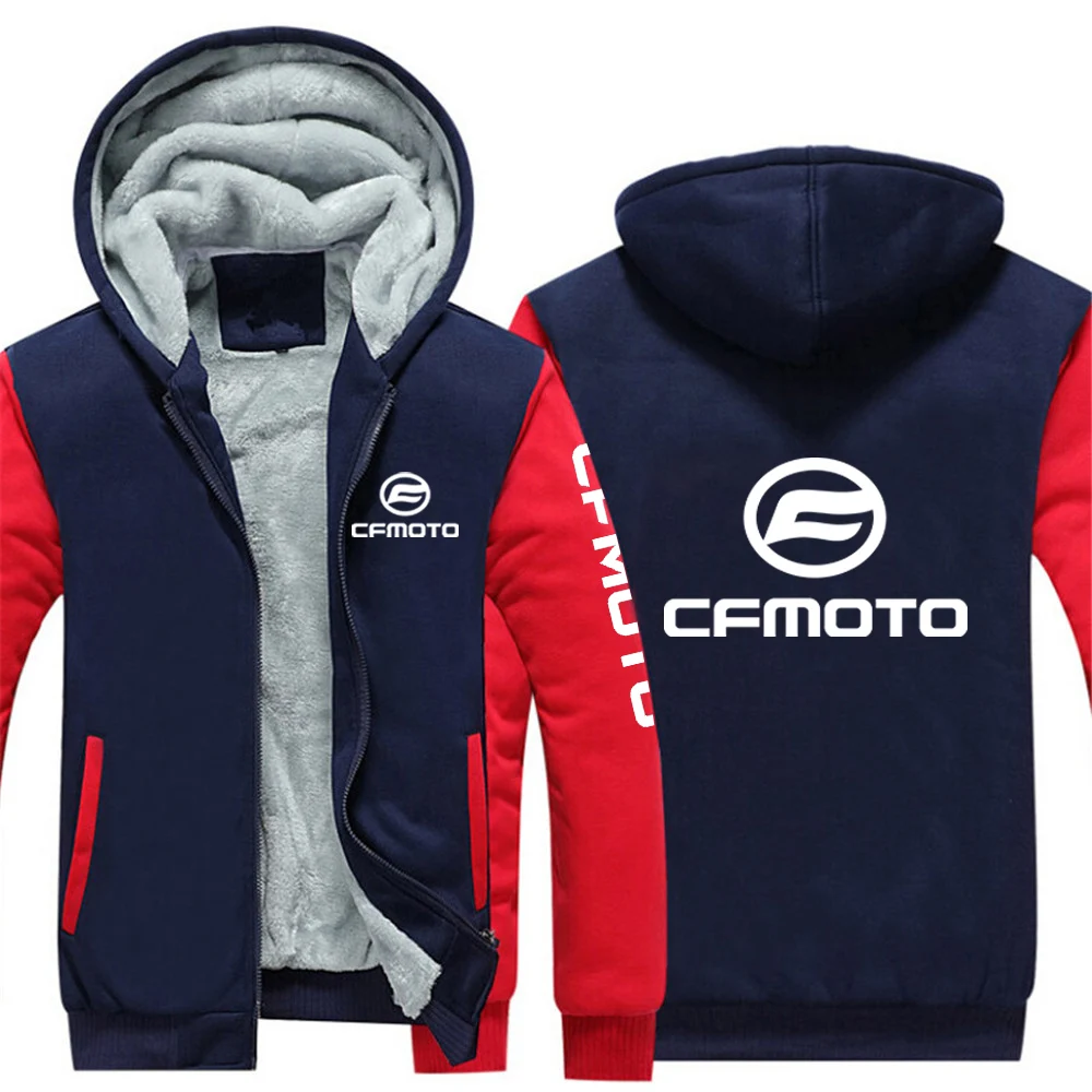 Cfmoto 2023 Men's Cardigan Hooded Sweater Winter New Fashion Male Clothing Stitching Color Thickening Slim Jacket Coat