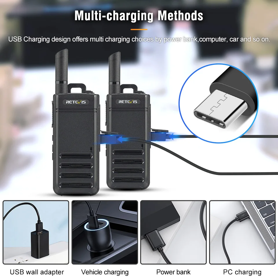 Retevis RB639 Walkie Talkie 2pcs Lightweight Walkie-Talkies Long Range Type-C Portable Two Way Radio Comunicador For Restaurant 3