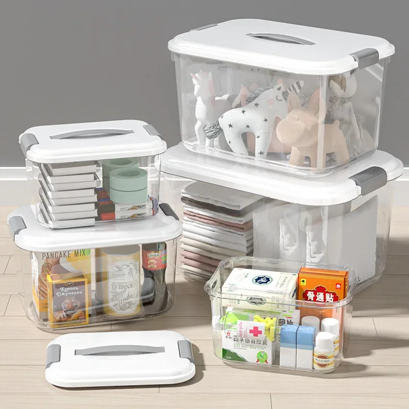 

H144Side-buckle sealed black and white transparent debris classification storage box