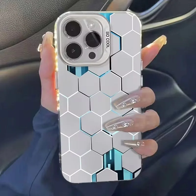 Sleek Honeycomb Matte Shockproof Phone Case with Laser Design