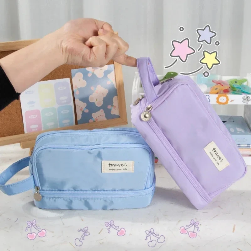 Pencil cases 5-layer large capacity pencil case kawaii handle pen bag for students desk makeup organizer supplies school office stationary