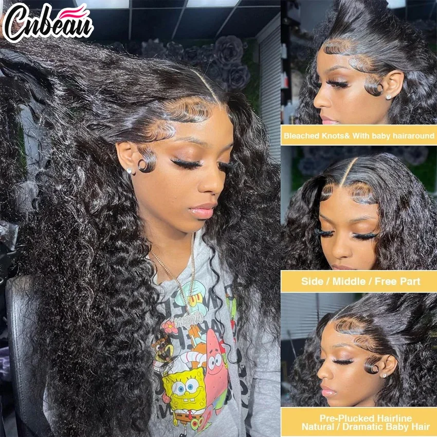 Deep Wave 13x6 HD Lace Frontal Wig Brazilian Curly Human Hair Wigs For Women Lace Front Human Hair Wig Pre Plucked 34 Inch 6