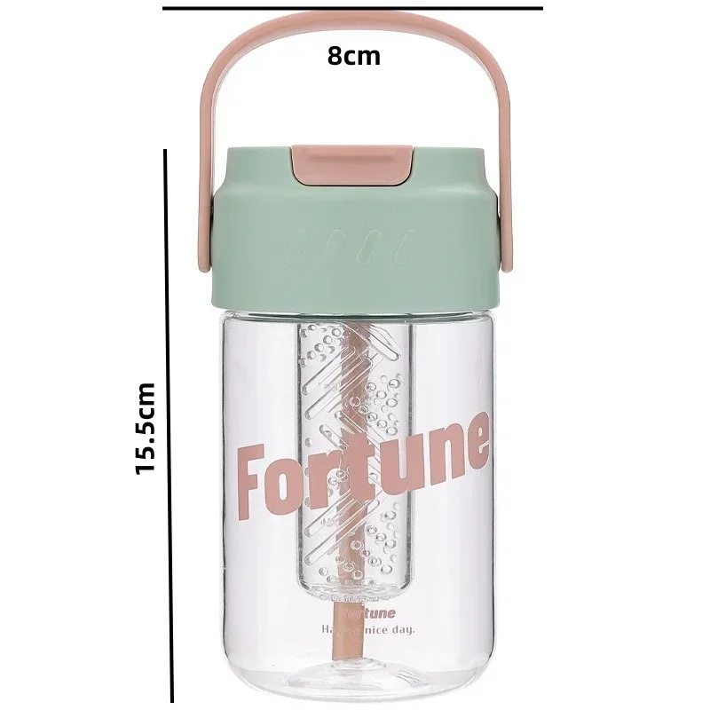 600ml Large Capacity Simple Student Coffee Cups Plastic Transparent Outdoor Travel Portable Juice Straw Cup Water Bottles