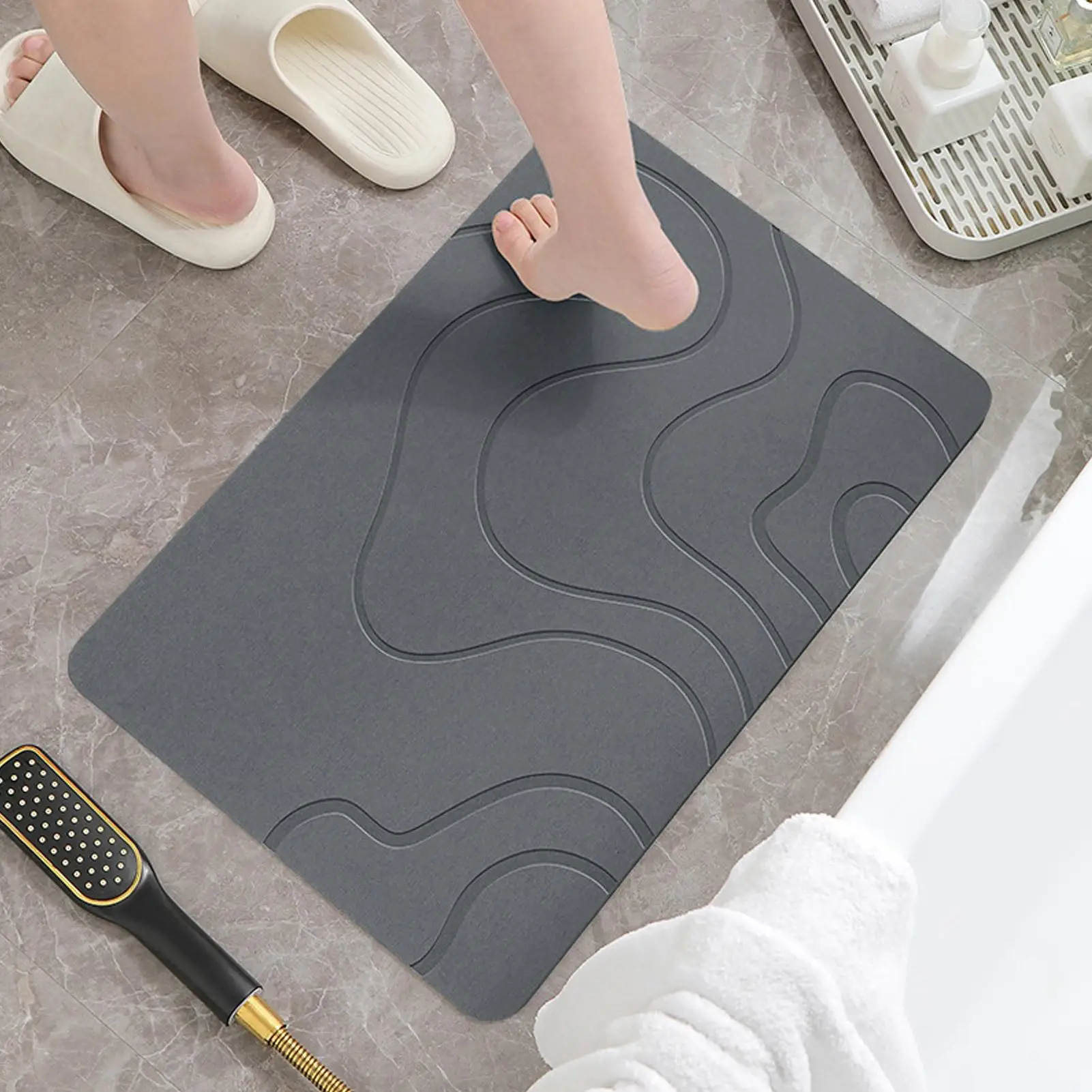 Diatomaceous mud soft mat bathroom absorbent anti-slip floor mat toilet door anti-slip household Entryway quick-drying Rug