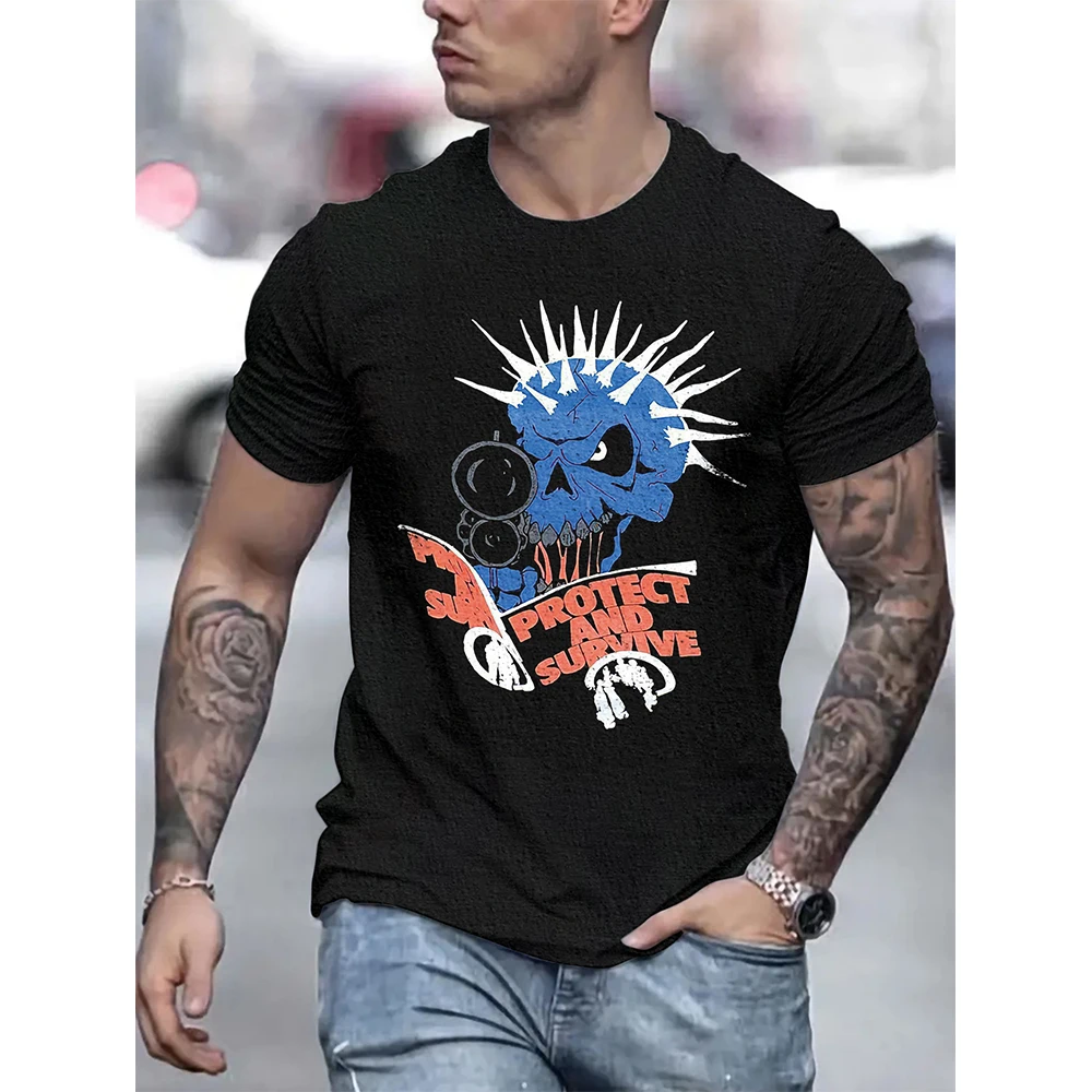 

Футболка Y2K мужская с черепом, модная дышащая Спортивная футболка, уличная одежда, весна-осень 2024