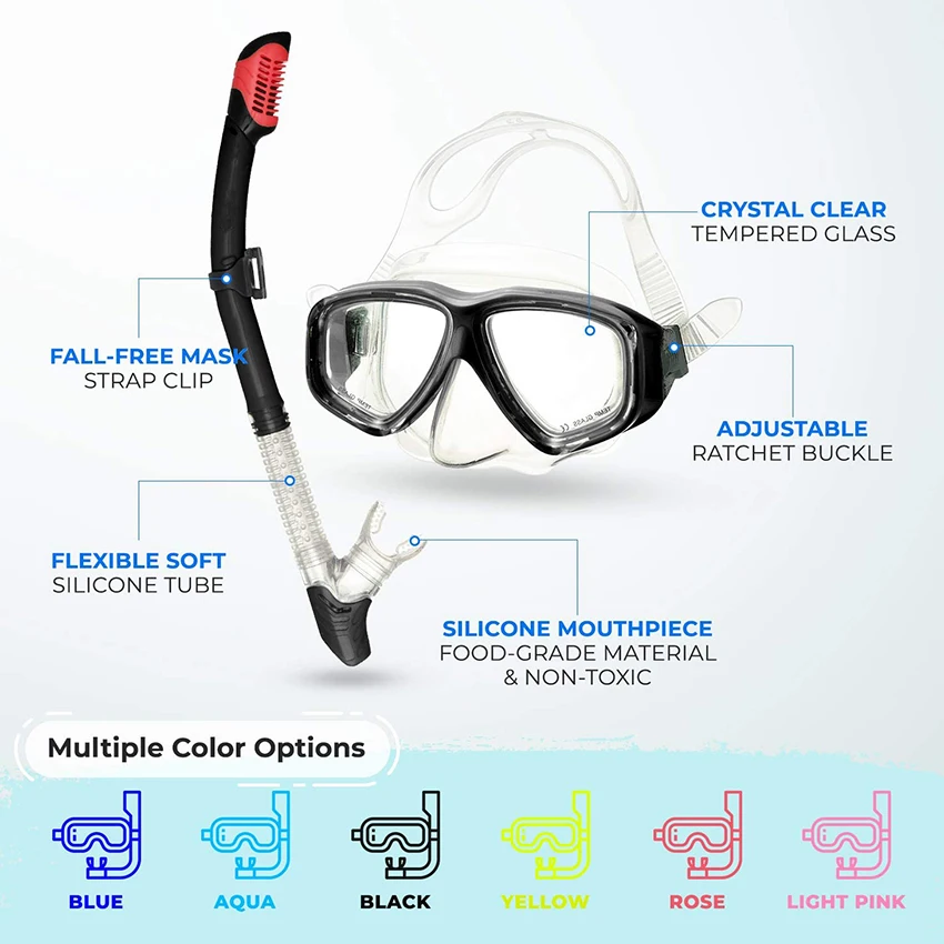 Customize Prescription Snorkeling Mask Gear Tempered Glass Corrective Swimming Mask Set with Dry Tube Diopter From -1.0 to -7.0 5
