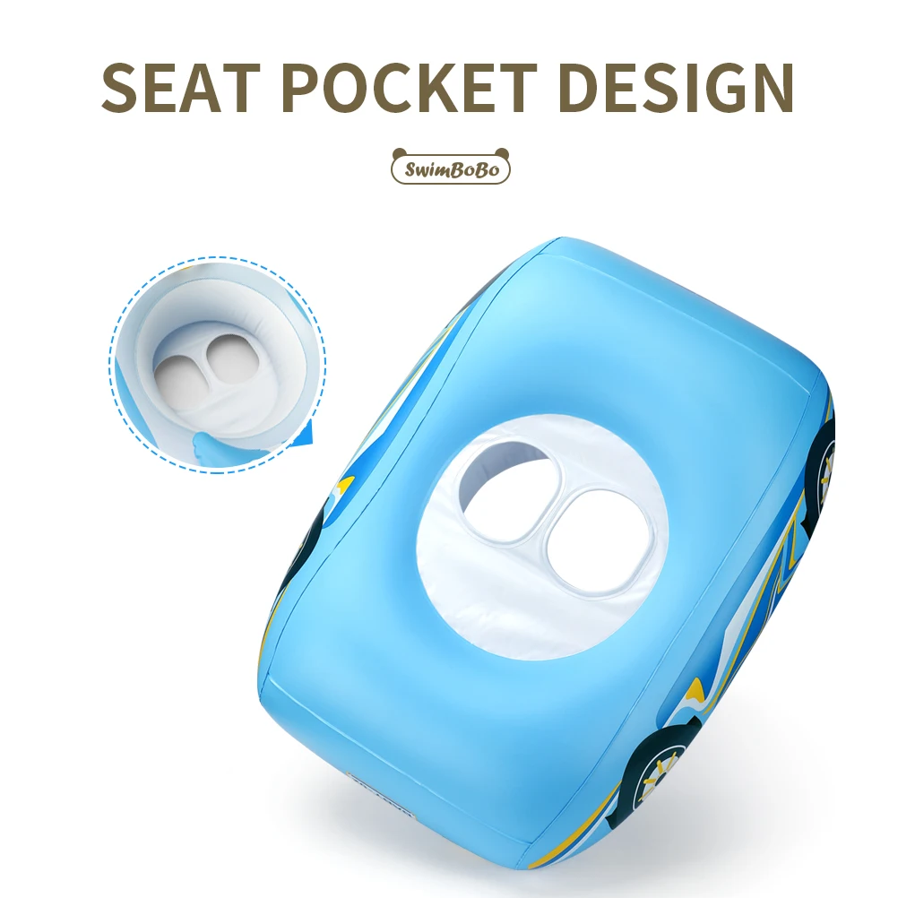 Swimbobo Car Kids Swimming Seat Float Ring Inflatable Infant Floating For Summer Kids Swim Boat Circle Toddler Bathing Water Toy 6