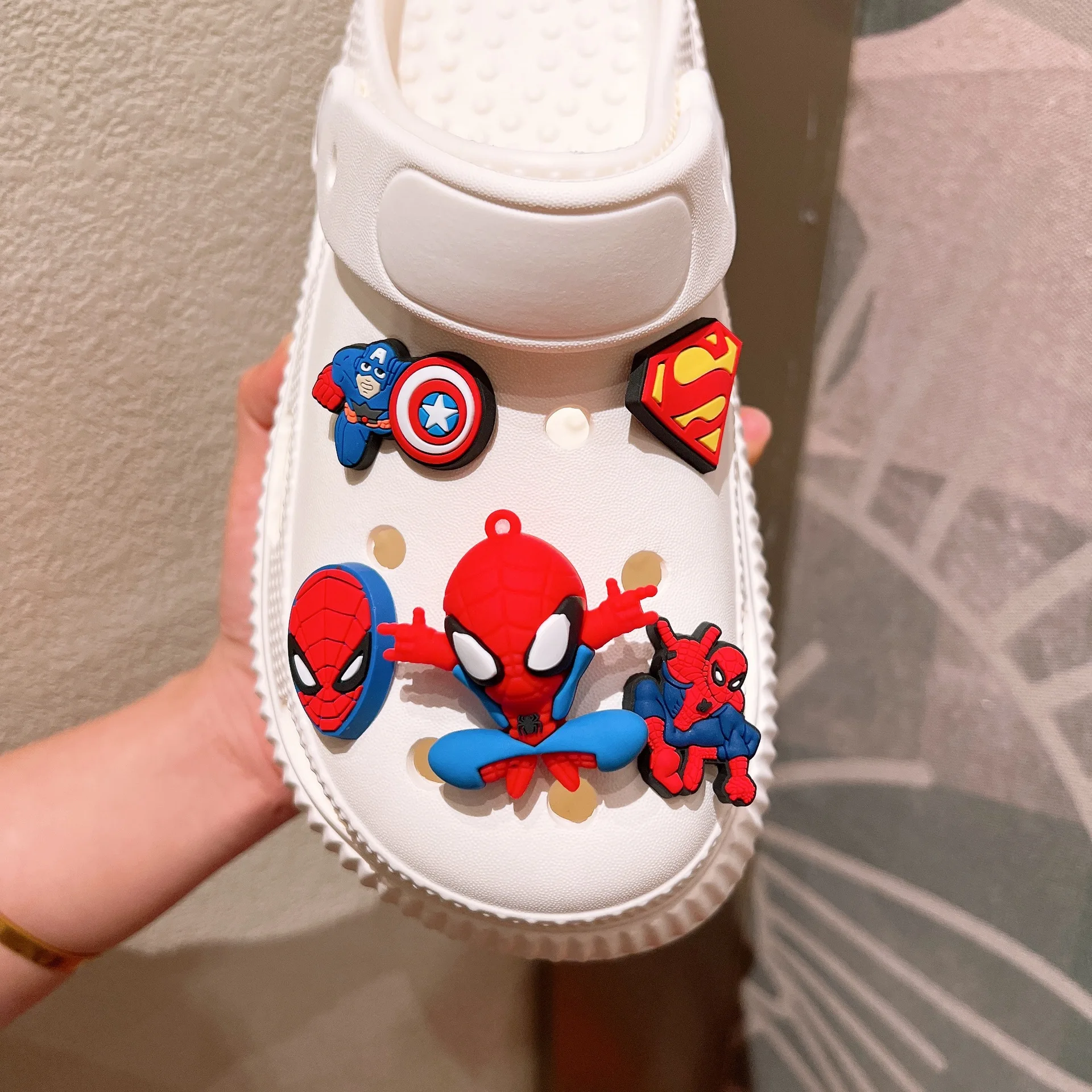 Shoe Charms Disney Spider Man LED Buckle Set Cartoon Super Hero For Clogs Sandals Decorations Kids X-mas Gifts