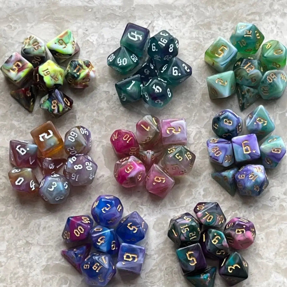 

7pcs/set Colorful Polyhedral Dice Acrylic Dice Games New Swirl-DND Dice Set for Family Party Board Games RPG/MTG