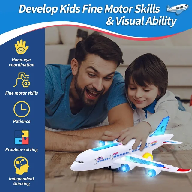 Electronic Aeroplane Toy with Music Autopilot Flash Sound Aircraft Automatic Rotation Plane Educational Toy Gift For Children 2