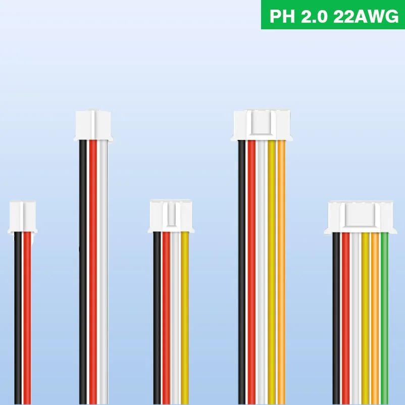 Customized Ph2.0 Silicone Wire Single Reservoir Double Reservoirs Terminal Wire Electrical Wire 2/3/4/5/6/7/8/9/10P 22AWG 40 sets motocycle 2 8mm 2 3 4 6 way pin electrical wire connectors crimp terminal