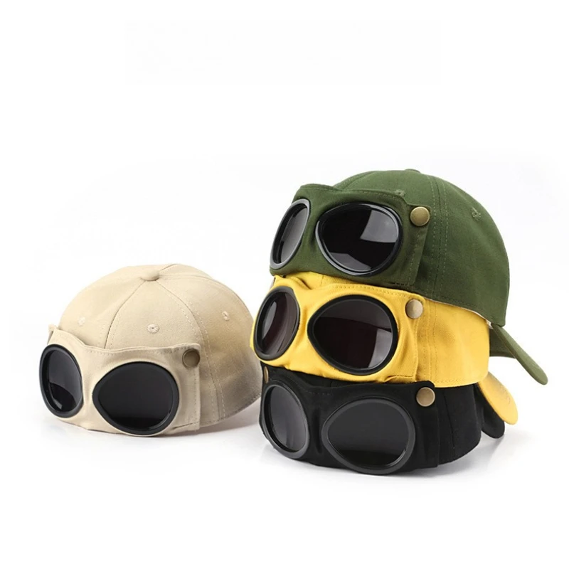 Men's Stylish Aviator Hat with Sunglasses and Versatile Baseball Cap