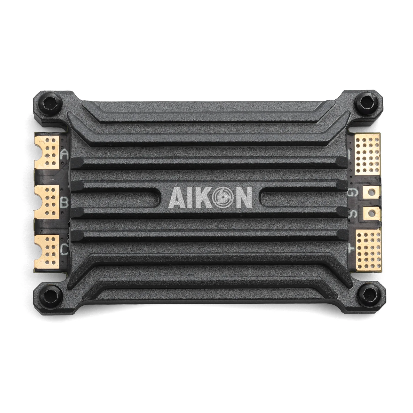 AIKON AK8 80A 8S BLHeli_S ESC installé sur un bras de drone FPV, connecté au moteur et à la carte de vol.