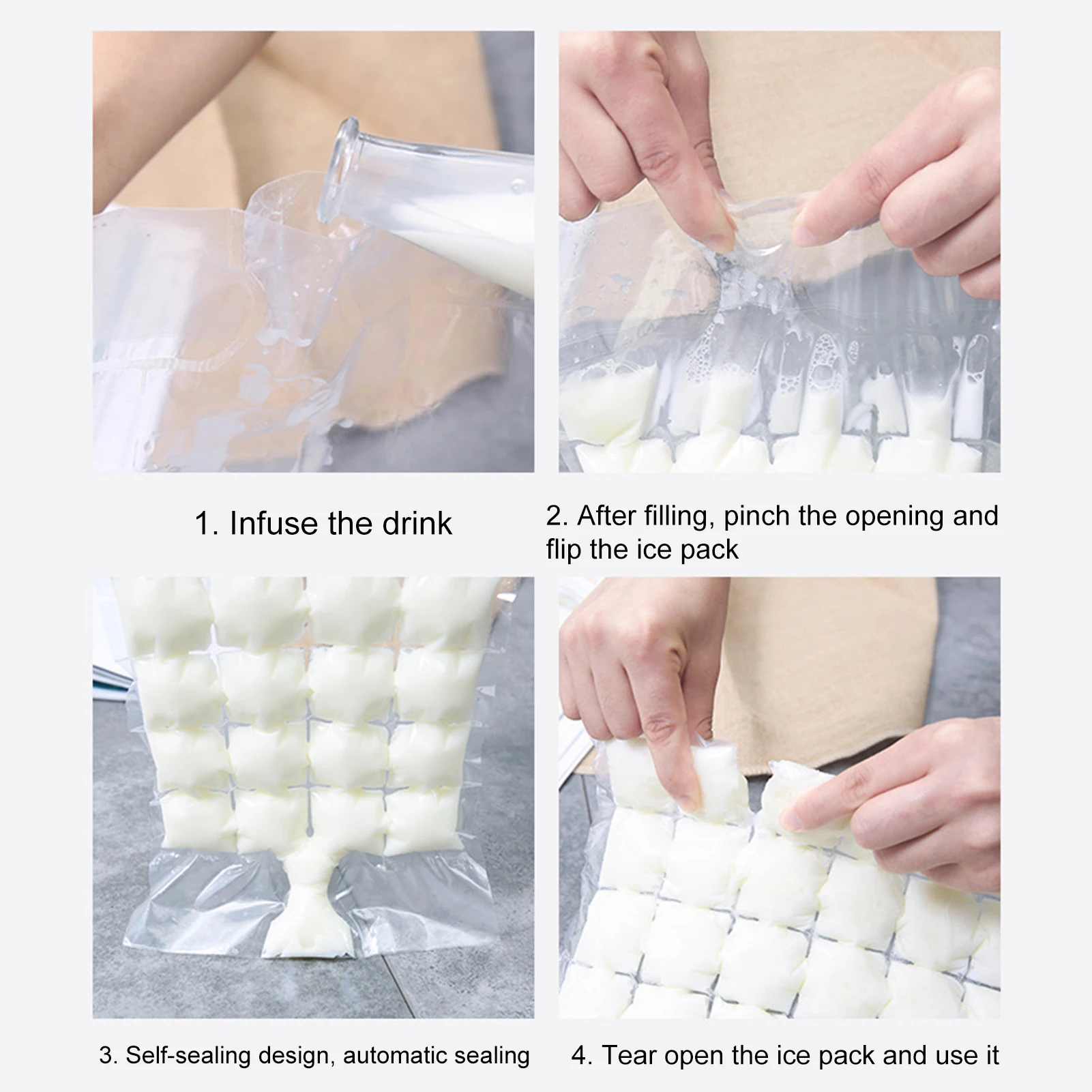 20Pcs Disposable Ice Cube Bags ice cube mold Food Grade self-sealing Ice Bags self-sealing ice cube bag Kitchen Accessories