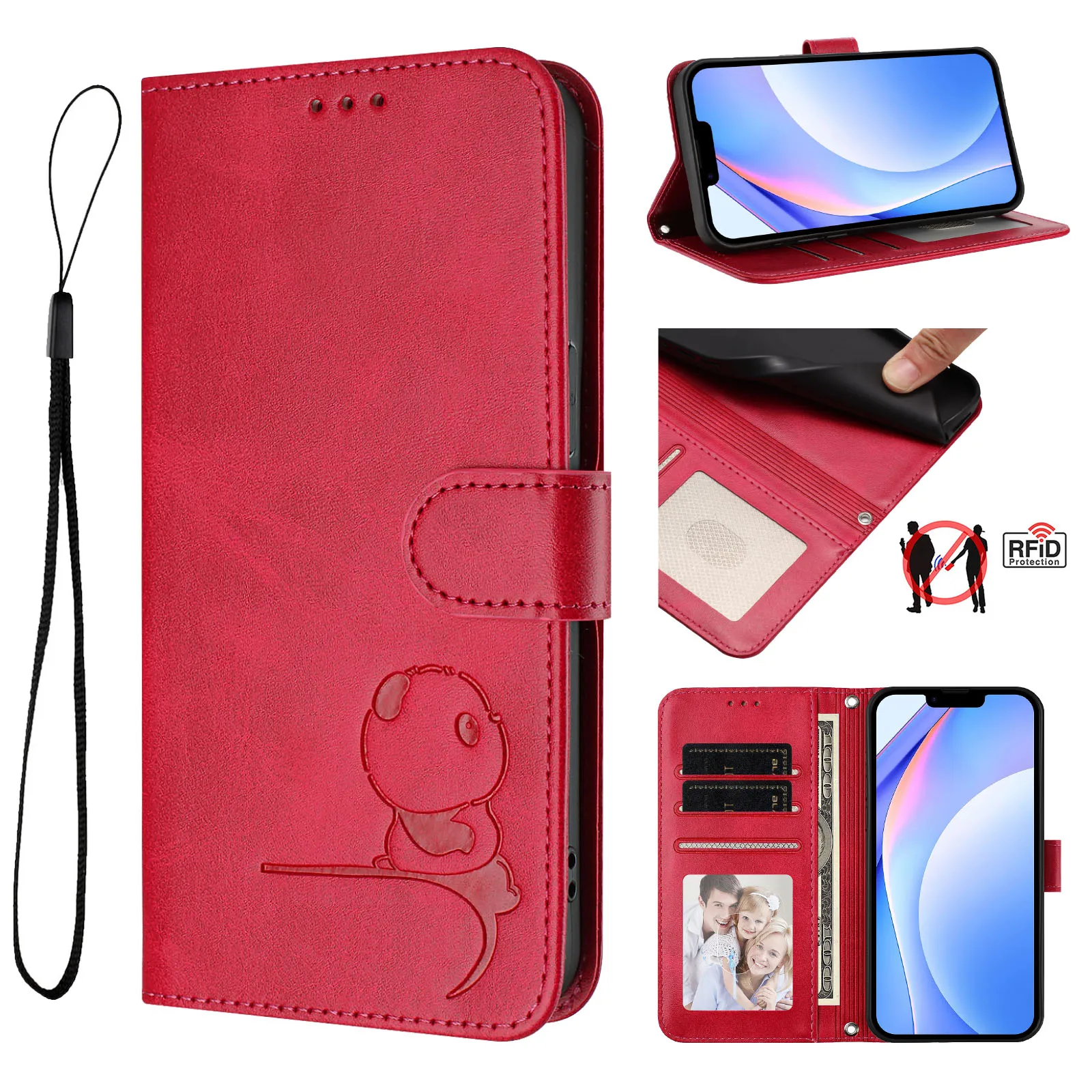 Enhanced RFID Shielding Leather Flip Wallet Phone Case with Stand and Card Slots