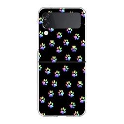 Dog Paw Print Cute Transparent Shockproof Phone Case for Z Flip 3 (B1)