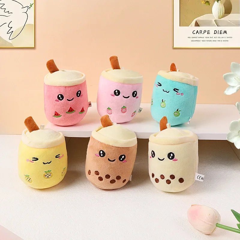 Cute Fruit Milk Bubble Tea Plush Doll Keychain Kawaii Soft Stuffed Plushies Toys Bubble Tea Keychain Backpack Pendant Girl Gifts 3