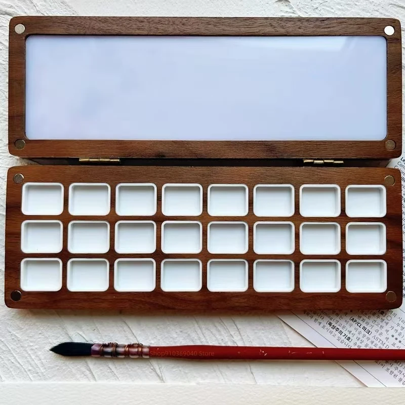 Paint Tray Color Palette Watercolor Palette Empty Portable Watercolor Palette 24 Colors 1ML Wooden Watercolor Box Paint Tray Artist Travel Aquarelas Painting Art Supplies