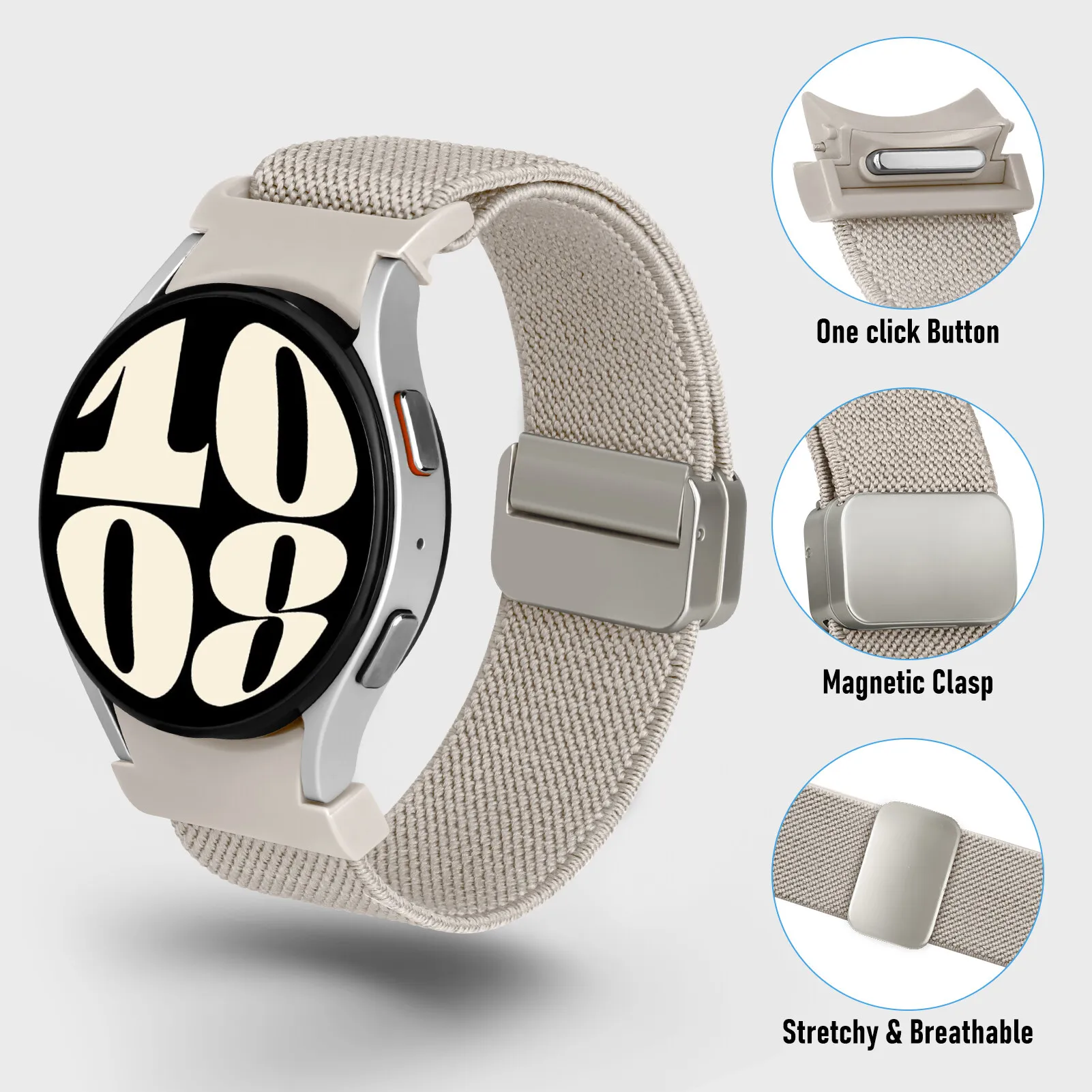 Magnetic Nylon No-Gap Watch Band Bracelet