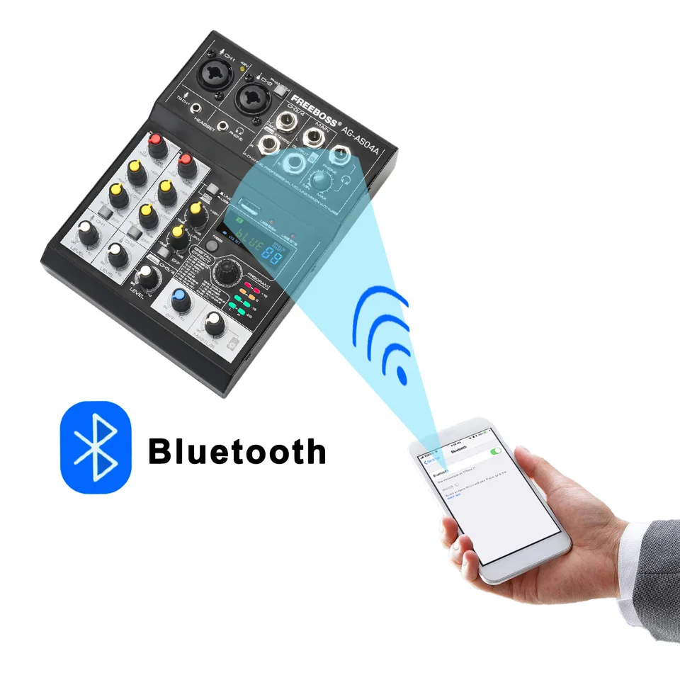 FREEBOSS AG-AS04A 4チャンネルミキサー Freeboss ミキシングコンソールモバイルブロードキャスト 4