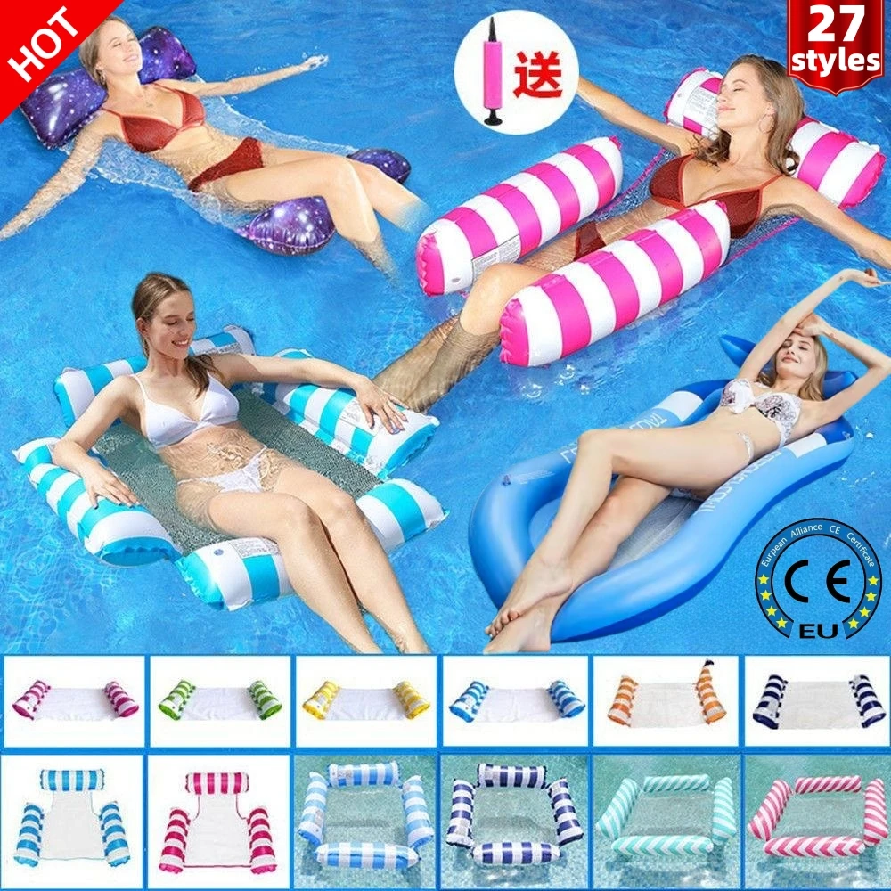 

New Water Hammock Recliner Inflatable Floating Swimming circle Mattress Sea Swim Ring Pool Party festival birthday Kid gift Toy