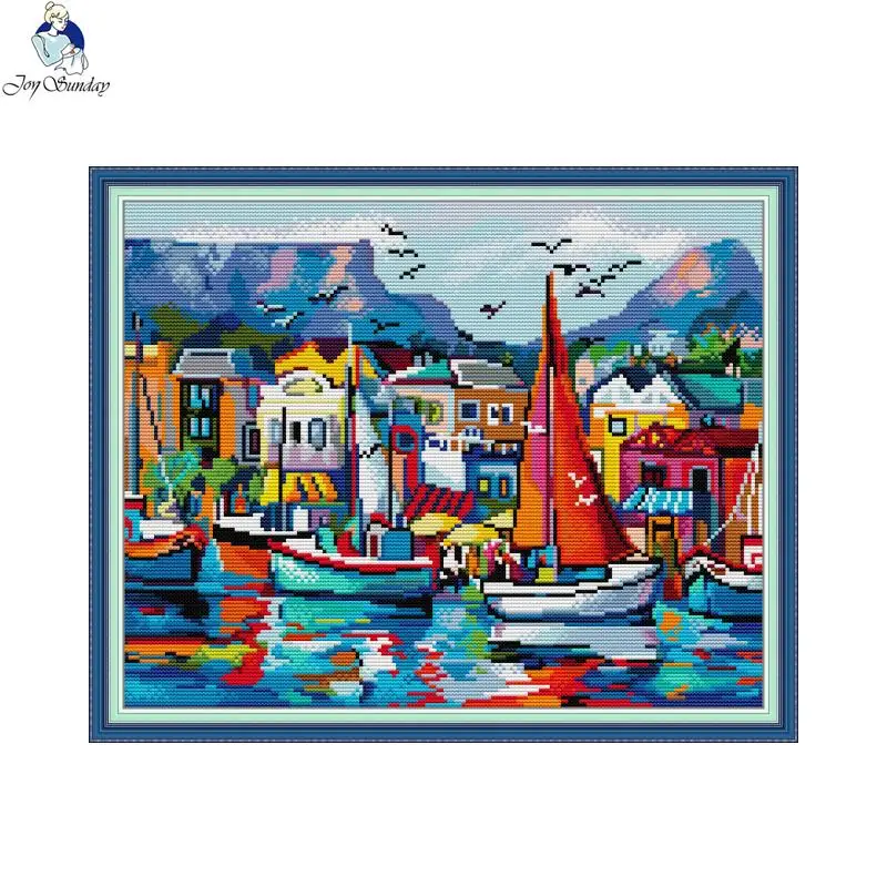 Cross Stitch Kit Seaside Landscapes 16ct 14ct 11ct Fabric Cloth Cotton Thread Embroidery DIY