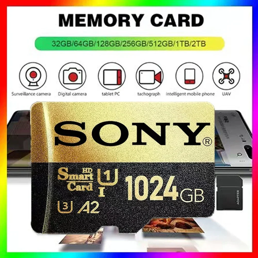 SONY memoria SD/TF Flash, dispositivo de almacenamiento de 128 GB, 32GB, 64GB, 256GB, para teléfono, altavoces, Phone Mecard 10