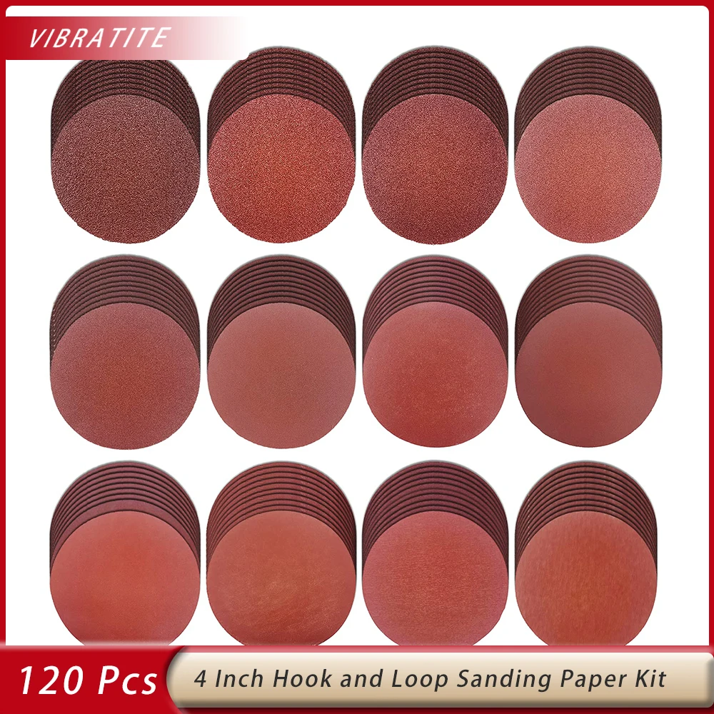 

4 Inch Hook and Loop Sandpaper 120 Pcs Sanding Discs for Orbit Orbital Sander and Most Rotary Surface Grinding Fine Polishing