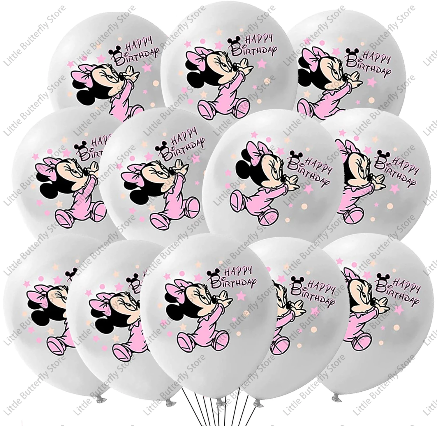thumbnail image 1 of Globos de látex de Minnie Mouse de 12 pulgadas, 10, 20 y 30 unidades, suministros para fiestas, globos de Minnie rosa para decoración de fiestas de cumpleaños, 1 of 5