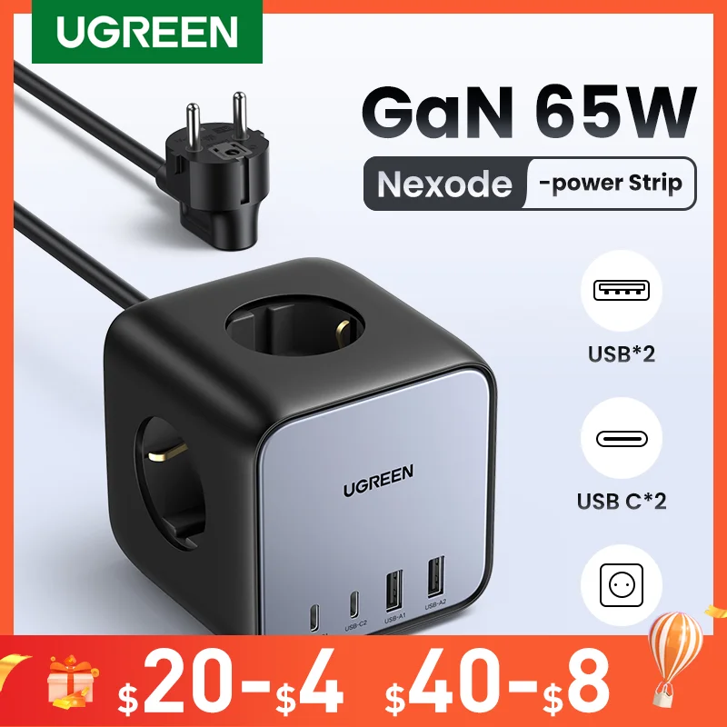  【New-in Sale】UGREEN 65W Desktop Charger Power Strip Charging Station Fast Charging For Laptop Macbook iPhone 14 13 Phone Charger 