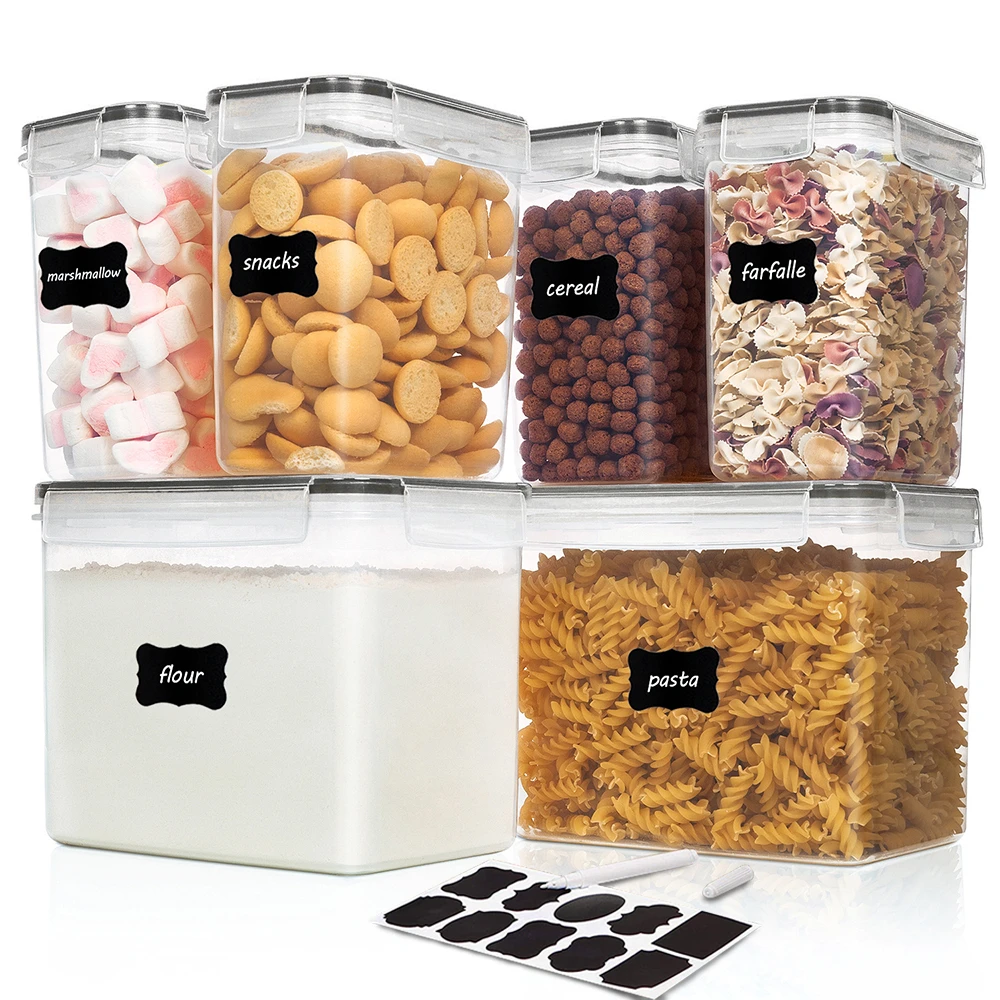 Jars for Bulk Cereals Plastic Kitchen Storage Box Set Airtight Food
