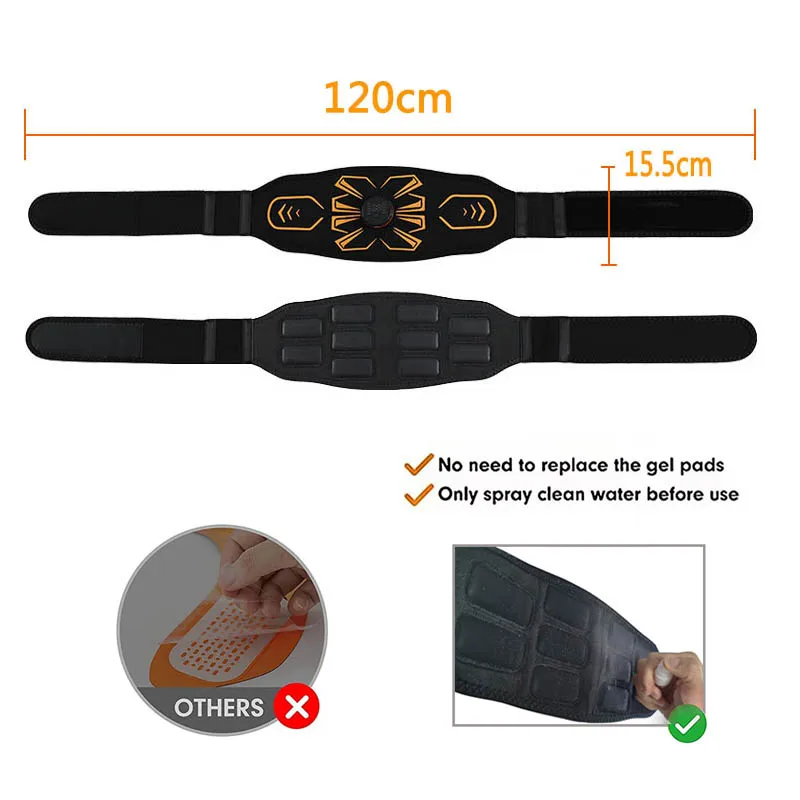 Abdominal Toning Belt Muscle Toner Smart EMS Muscle Stimulator Ab Trainer USB Charge Body Massager Weight Loss Fitness Equipment