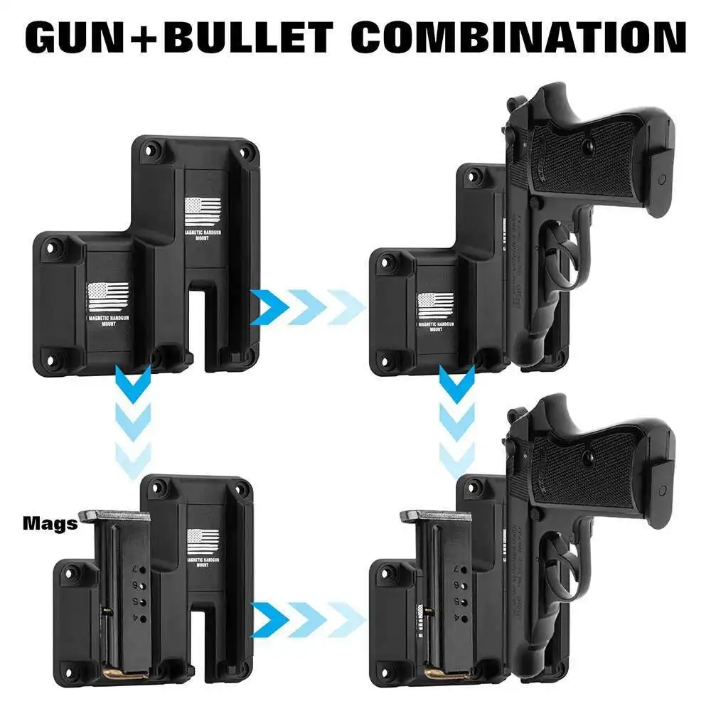 Magnetic Concealed Gun Mount – Pistol Holder For Car, Bedside, Or Desk