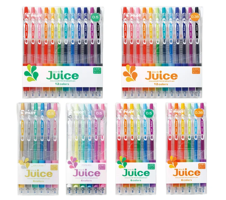 6/12 Colored Japan PILOT Juice Gel Pen 0.38/0.5/0.7mm Handheld Stylo Smooth Writing Colorful Signature ручка aesthetic papeleria 5