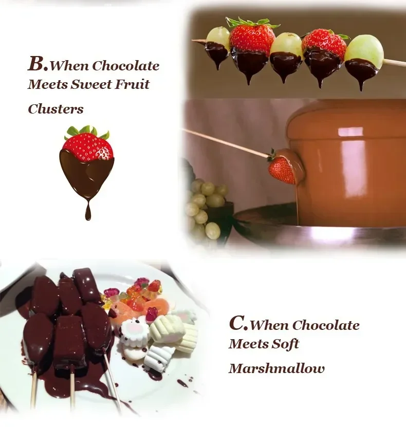 Description Picture 6 of item3 Layers Mini Chocolate Fountains Fondue Waterfall Maker Machine Home Event Exhibition Wedding Birthday Party EU/US