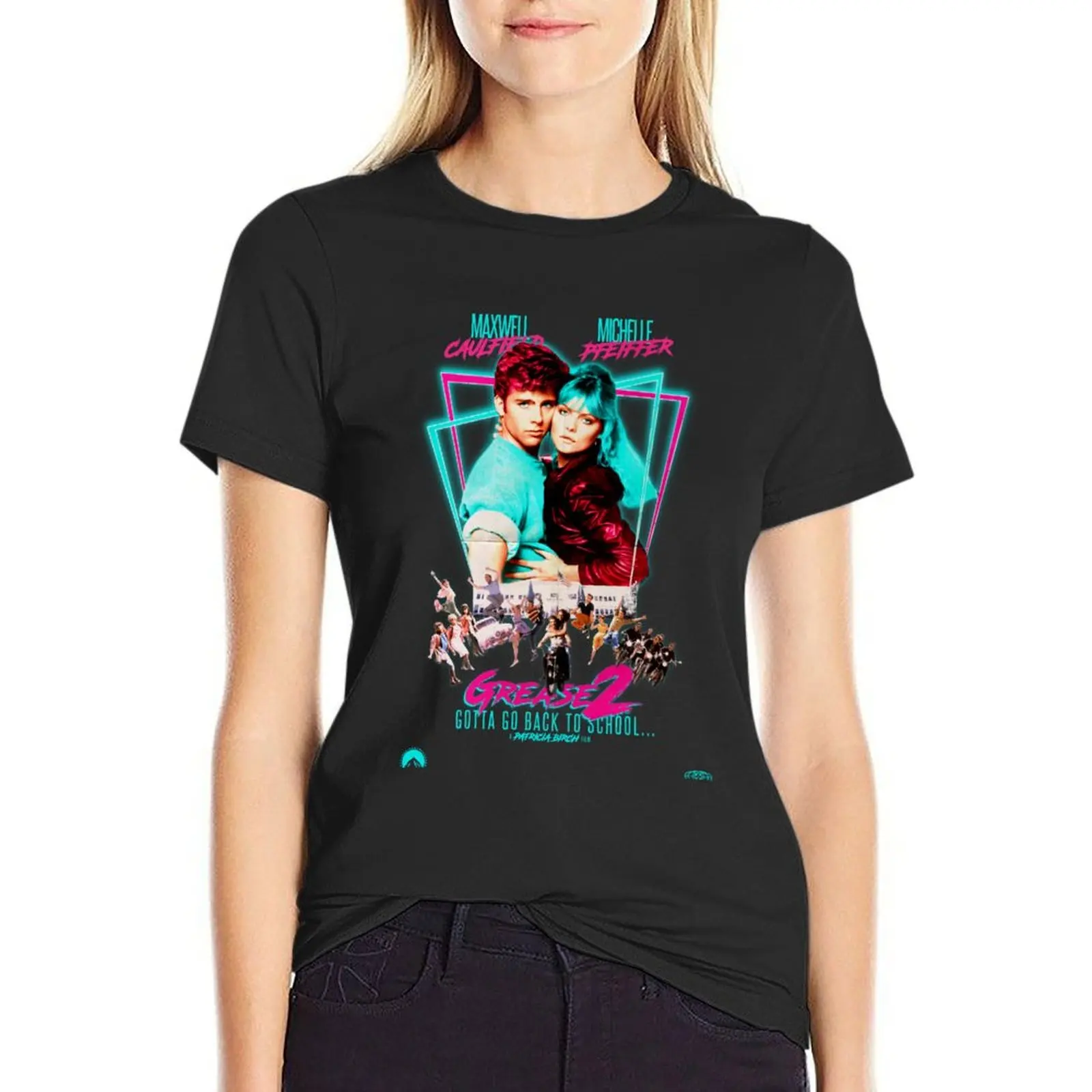 Neon 80's GREASE 2 T-Shirt tshirts for Women Woman T-shirts fashion woman blouse 2024 western t shirts for Women