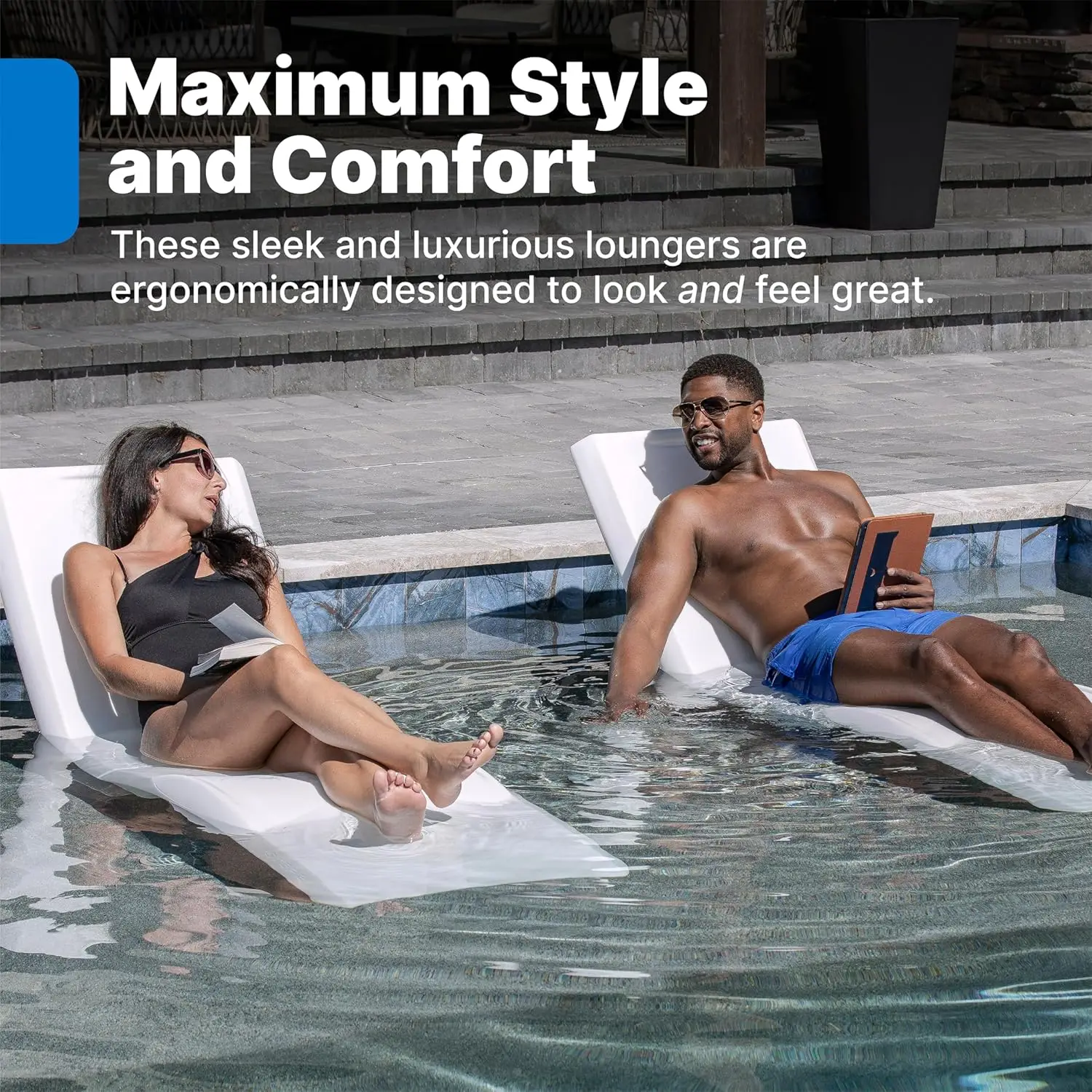 Pool Lounger, Waterproof Patio Furniture, Pool Lounge Chair for Sun Shelf, Use in Pools with  Shelves Up to 9-Inches Deep 5