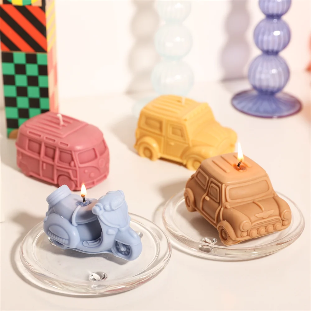 Boowan Nicole Silicone Molds for Candles DIY Vintage Retro Mini Car Scented Aromatic Candle Making Mould Home Decor