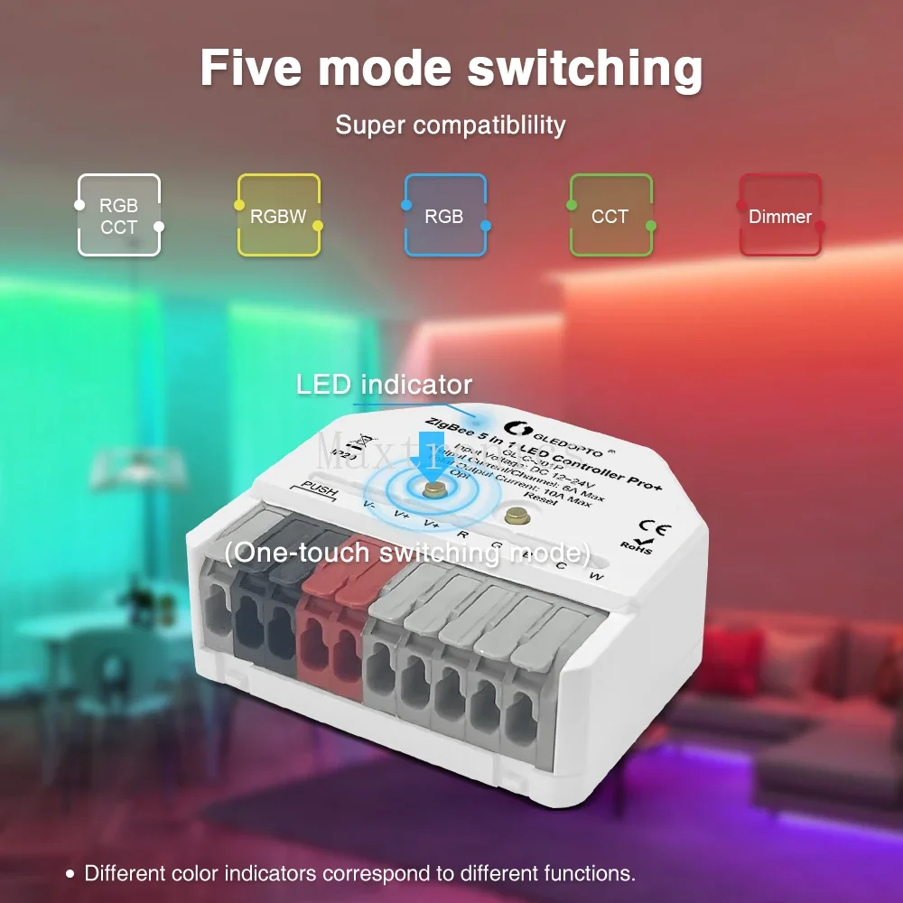 GL-C-301P/GL-RC-006Z ZigBee3.0 PRO+Mini 5 in 1 LED Strip Controller APP Voice Control for Dimmer WWCW RGBCCT RGBW LED Strip Lamp