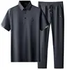 Summer new thin simple quick-drying suit men's business polo shirt summer elastic loose long pants 4