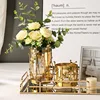 Luxury Metal Flower Vase, European Style, Glass Plant Pot, Wedding, Christmas, Living Room Dining Table Home Decoration Artwork 3