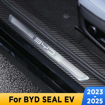 Car Door Sills Scuff Plate Threshold Protector Interior Imitation Carbon Fiber Sticker Accessories For BYD SEAL EV 2023-2025 1