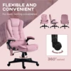 Homcom 6 Point Vibrating Massage Office Chair with Heat with Reclining Backrest, Padded Armrests and Remote, Pink 5