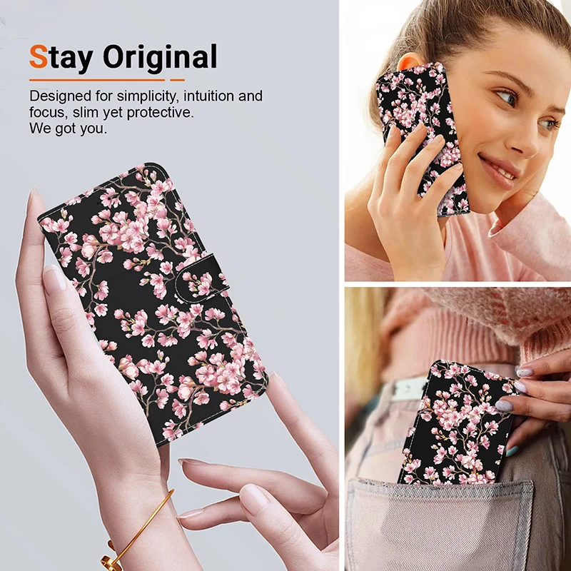 Elegant Stand Flip Wallet Case with Painted Pattern