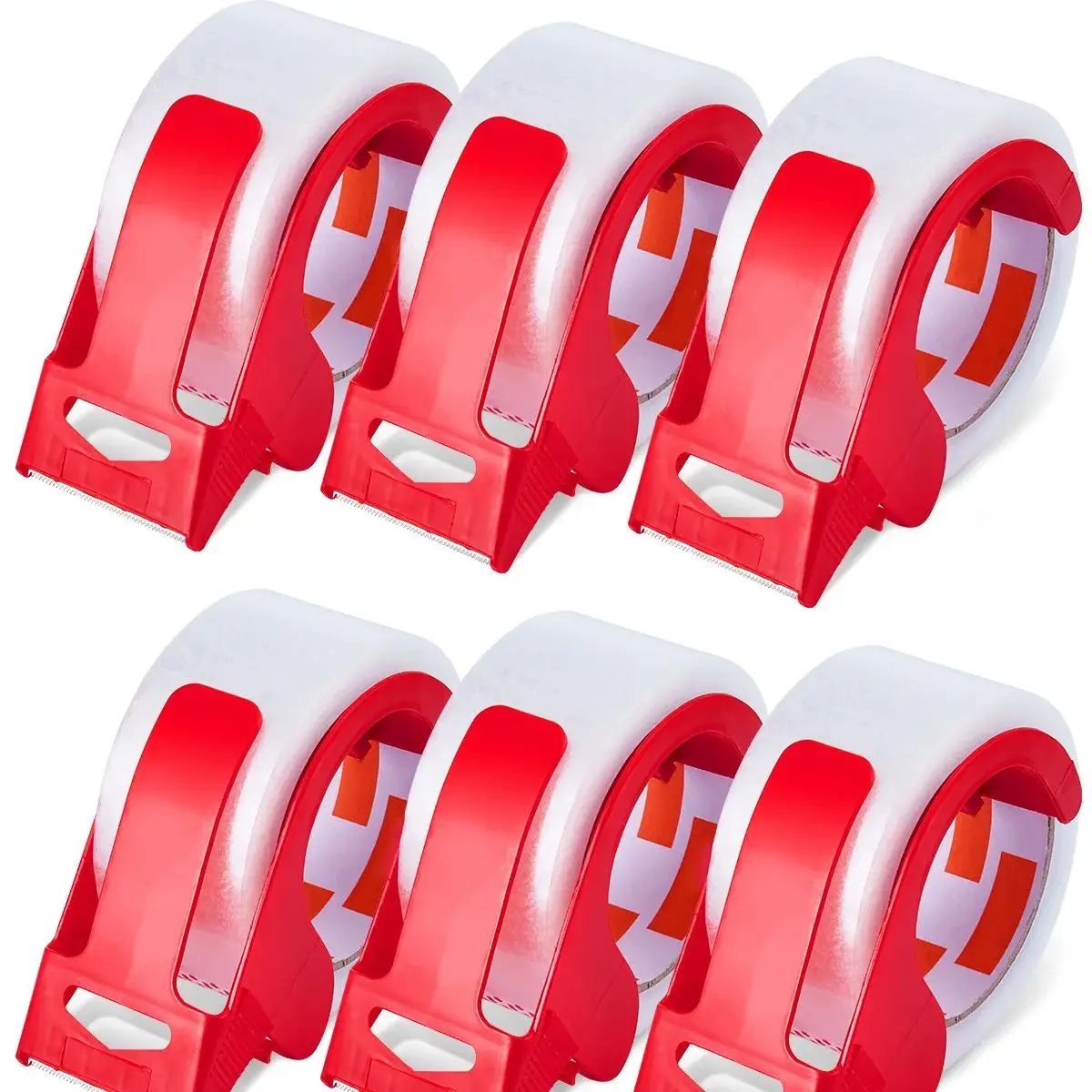 SucceBuy 6 Rolls 59M Transparent Tape BOPP Paper Packaging Sealing Tape with 6pcs Dispenser for Box Moving Packing, Shipping