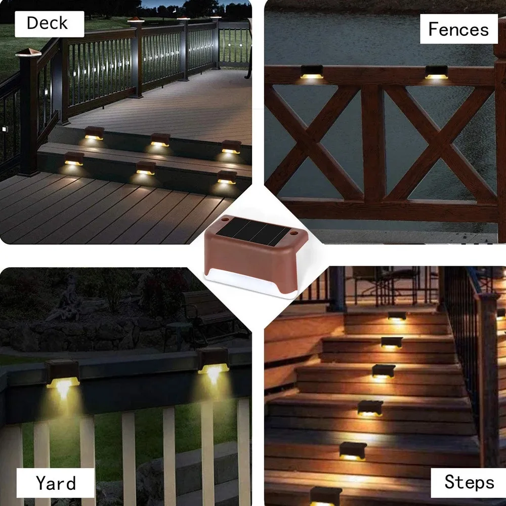 1/4/8/16pcs LED Solar Stair Lamp IP65 Waterproof Outdoor Garden Pathway Yard Patio Stairs Steps Fence Lamps Solar Night Light solar powered patio lights Solar Lamps