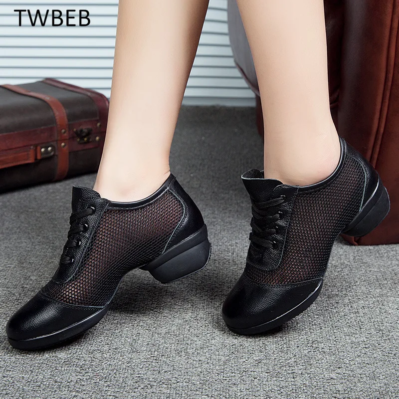 

Women Sneakers Dance Shoes for Cowhide Mesh Comfortable Modern Jazz Dancing Shoes Girls Ladies Outdoor Sports Shoes