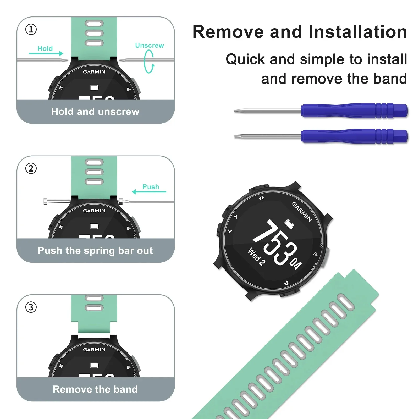 Dual-Color Silicone Watch Straps for Garmin Forerunner Series