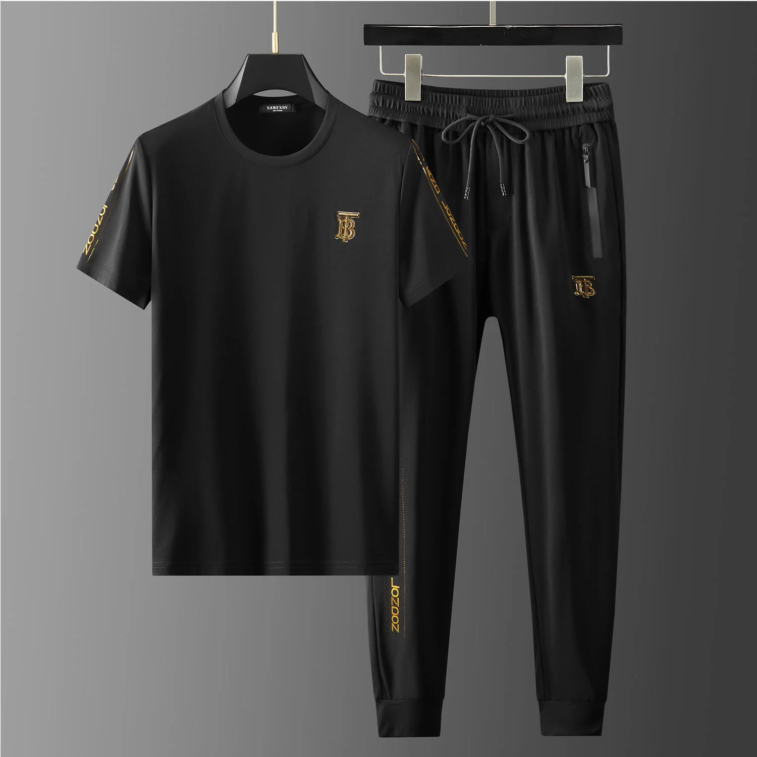 

Luxury brand Fashion Brand Large Men's Wear 2023 Spring/Summer Short Sleeve Sports Casual Suit Letter Stamping with a set of men